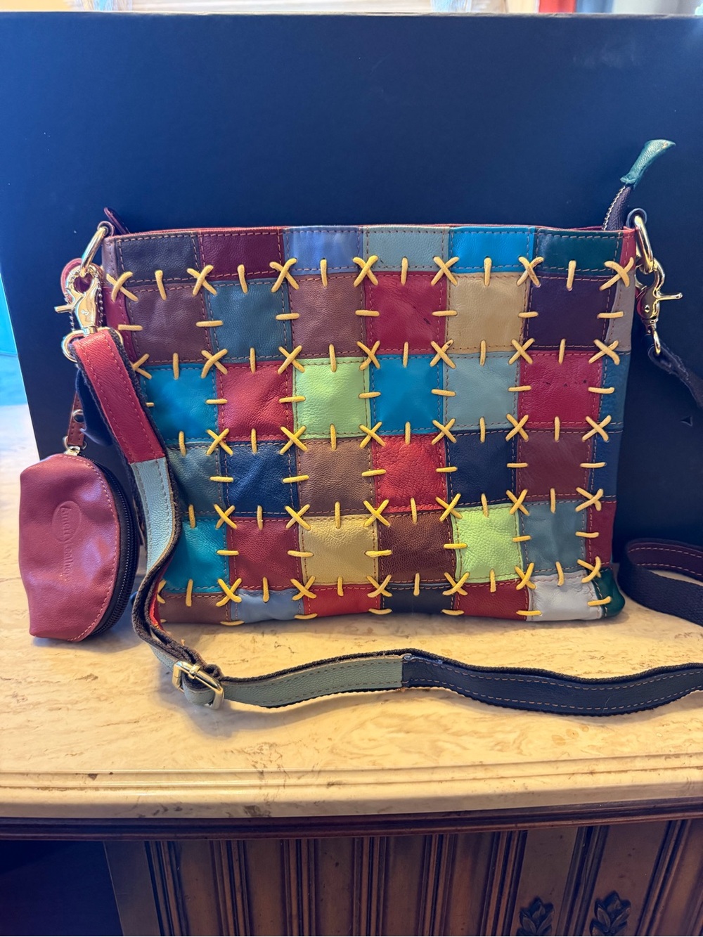 Multicolor Patchwork Leather Crossbody Bag
